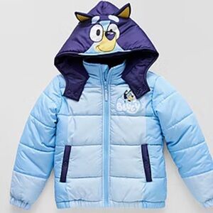 Bluey Kids Puffer Jacket - Light Blue
